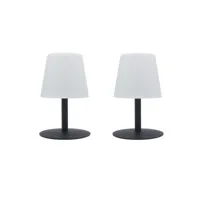 lot de 2 lampe de table sans fil led 2x standy mini rock gris acier h25cm