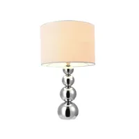 lampe de table chevet e14 métal textile 43 cm blanc et chrome helloshop26 03_0002514