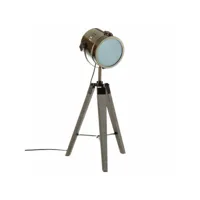 lampe en métal et bois ebor - h. 68 cm - bronze