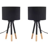 set de 2 lampes de table noires à trépied tobol 188914