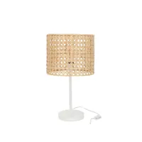 lampe roma bambou metal naturel-blanc 51 cm - l 30 x l 30 x h 51 cm