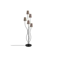 lampadaire design 5 lampes roselin h160cm métal noir et tissu beige
