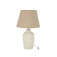 lampe esmee ciment-textile blanc-beige - l 28 x l 28 x h 48 cm