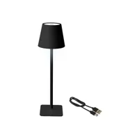 lampe de table led lumineo 894376 noir métal 17 cm rechargeable