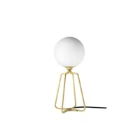 lampe de table en acier doré et verre blanc