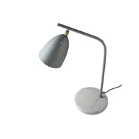 lampe de table en marbre calacatta et acier gris