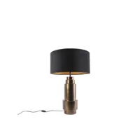 lampe de table art déco bronze velours abat-jour noir avec or 50cm - bruut