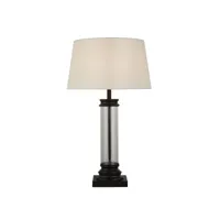 searchlight pedestal lampe de table colonne en verre et abat-jour noir, blanc