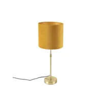 lampe de table or laiton avec abat-jour velours jaune 25 cm - parte