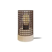 liseron - lampe de chevet cylindrique bois naturel et marron 65559