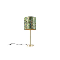 lampe de table botanique en laiton avec abat-jour paon 25 cm - simplo