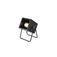 lampe en bois et métal carrée hefty - h. 17 cm - noir