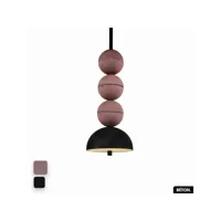 lampe de suspension en béton velours - bosfor concrete velvet  lilas - noir  3 balles  led 14w