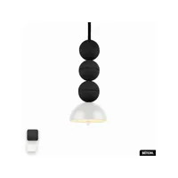 lampe de suspension en béton - bosfor concrete  noir - blanc  3 balles  led 14w