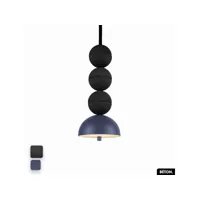 lampe de suspension en béton - bosfor concrete  noir - indigo  3 balles  led 14w
