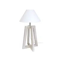 lot lampe bois hetre - 30x30x50cm - blanc 64876