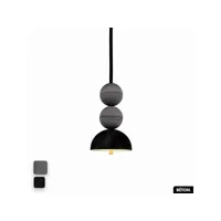 lampe de suspension en béton velours - bosfor concrete velvet  anthracite - noir  2 balles  led 14w