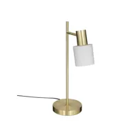 lampe à poser en métal doré et abat-jour en verre blanc h 45 cm - atmosphera