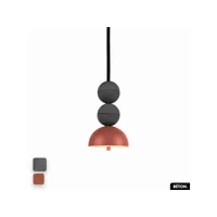 lampe de suspension en béton - bosfor concrete  anthracite - terre rouge  2 balles  led 14w