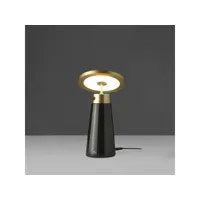 lampe de table en marbre nero marquina et acier poli doré