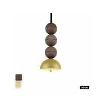 lampe de suspension en béton - bosfor concrete  chocolat - citron  3 balles  led 14w