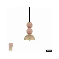 lampe de suspension en béton - bosfor concrete  rose - amande  2 balles  led 14w