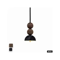 lampe de suspension en béton velours - bosfor concrete velvet  chocolat - anthracite  2 balles  led 14w