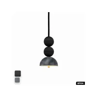 lampe de suspension en béton velours - bosfor concrete velvet  noir - gris  2 balles  led 14w