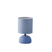 fan europe furore lampe à poser avec abat-jour rond bleu clair, céramique avec abat-jour en tissu 14x24cm