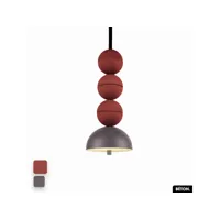 lampe de suspension en béton - bosfor concrete  terre rouge - sparrow  3 balles  led 14w