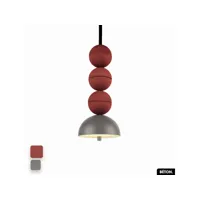 lampe de suspension en béton - bosfor concrete  terre rouge - gris  3 balles  led 14w
