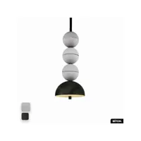 lampe de suspension en béton velours - bosfor concrete velvet  blanc - olive  3 balles  led 14w