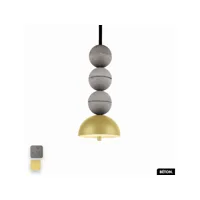 lampe de suspension en béton - bosfor concrete  gris - citron  3 balles  led 14w