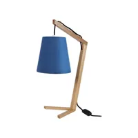 chicken foot lampe a poser bois hetre - 28x28x51cm - bois/bleu/bleu 64210