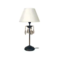 pampilles - lampe de chevet colonne métal marron or et transparent e0438a