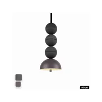 lampe de suspension en béton - bosfor concrete  anthracite - sparrow  3 balles  led 14w