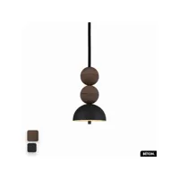 lampe de suspension en béton - bosfor concrete  chocolat - noir  2 balles  led 14w