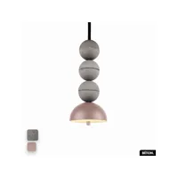 lampe de suspension en béton - bosfor concrete  gris - rose  3 balles  led 14w