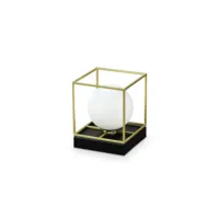 grande lampe de table cube décorative laiton satiné, g9