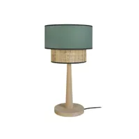 cochin - lampe de chevet droit bois naturel et vert 66220