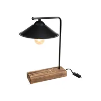 lampe de bureau folkestone en bois métal abs 38 cm e27 noir / bois [lux.pro]