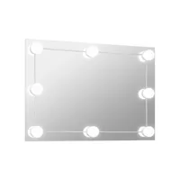miroir mural avec lampes led, miroir de salle de bain rectangulaire verre pqg2949 meuble pro