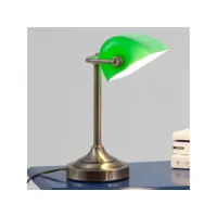 lampe de bureau métal et verre vert banker