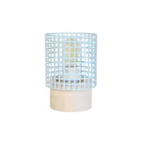 liseron - lampe de chevet cylindrique bois naturel et bleu pastel 65527