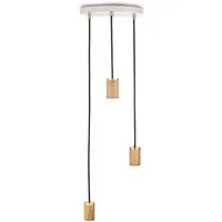 tala - brass triple lampe suspendue, blanc / chêne / laiton