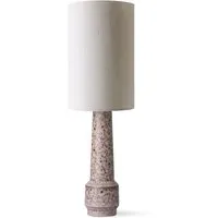 hkliving - retro pied de lampe de table, h 45 cm, brun + abat-jour lin, ø 24,5 cm, naturel