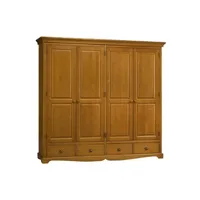 lampe de lecture beaux meubles pas chers armoire penderie pin miel 4 portes 4 tiroirs - l 212 x l 54 x h 195 cm