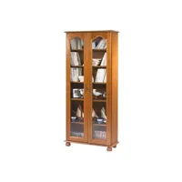 lampe de lecture beaux meubles pas chers bibliothèque 2 portes vitrées chêne rustique - l 82.4 x l 33 x h 182.2 cm