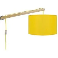 lampe de lecture tosel 31445 applique articulé bois naturel et jaune l 60 p 25 h 25 cm ampoule e14