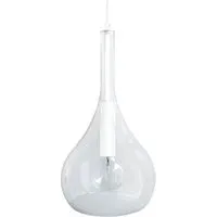 lampe de lecture tosel 13404 suspension larme verre blanc d'ivoire l 25 p 25 h 108 cm ampoule e27